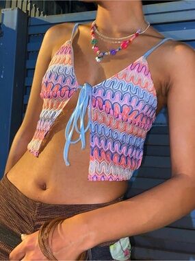 H&M multicolored crochet top